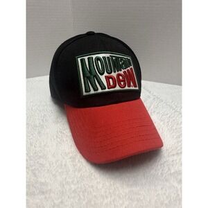 Mountain Dew Men's Hat Adjustable Embroidered Logo Front Snapback Cap Red Black